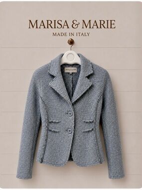 MARISA & MARIE Blue-Grey Boiled Wool Jacket – Size S